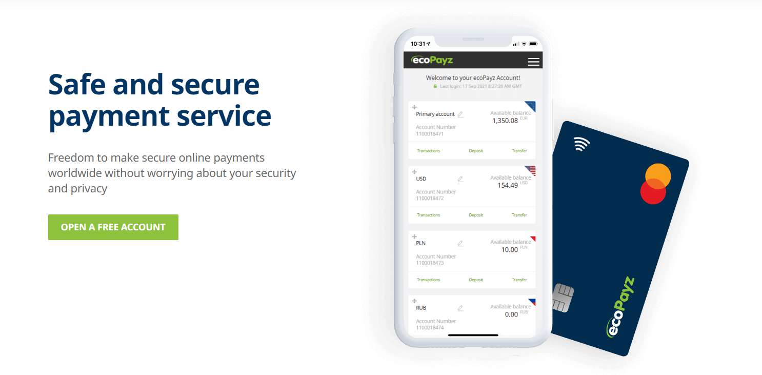 ecopayz: safe and secure payment service.