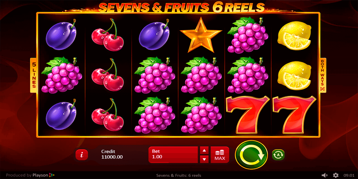 sevens and fruits 6 reels playson pokie 