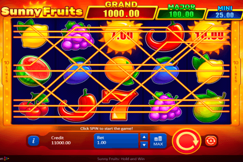 sunny fruits hold and win playson pokie