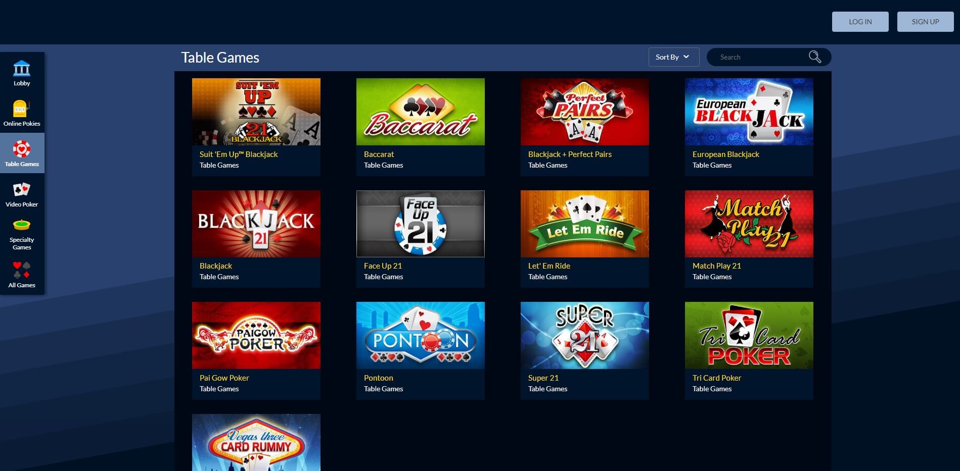 true blue casino games screenshot