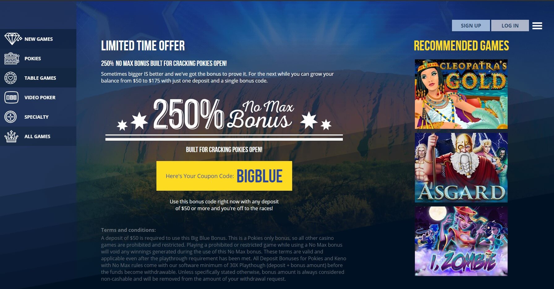 true blue limited time offer screenshot